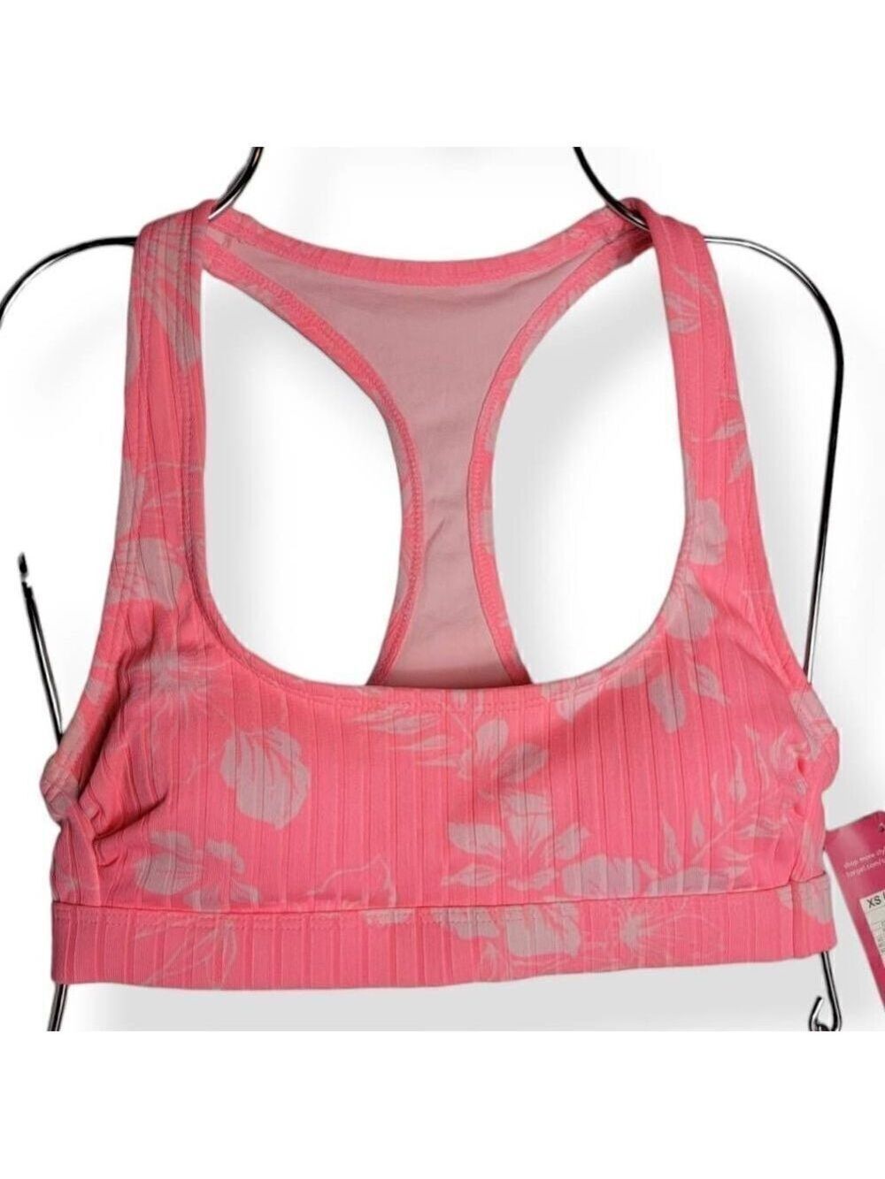 Xhilaration Hot Pink Floral Racerback Bikini Top Medium Junior